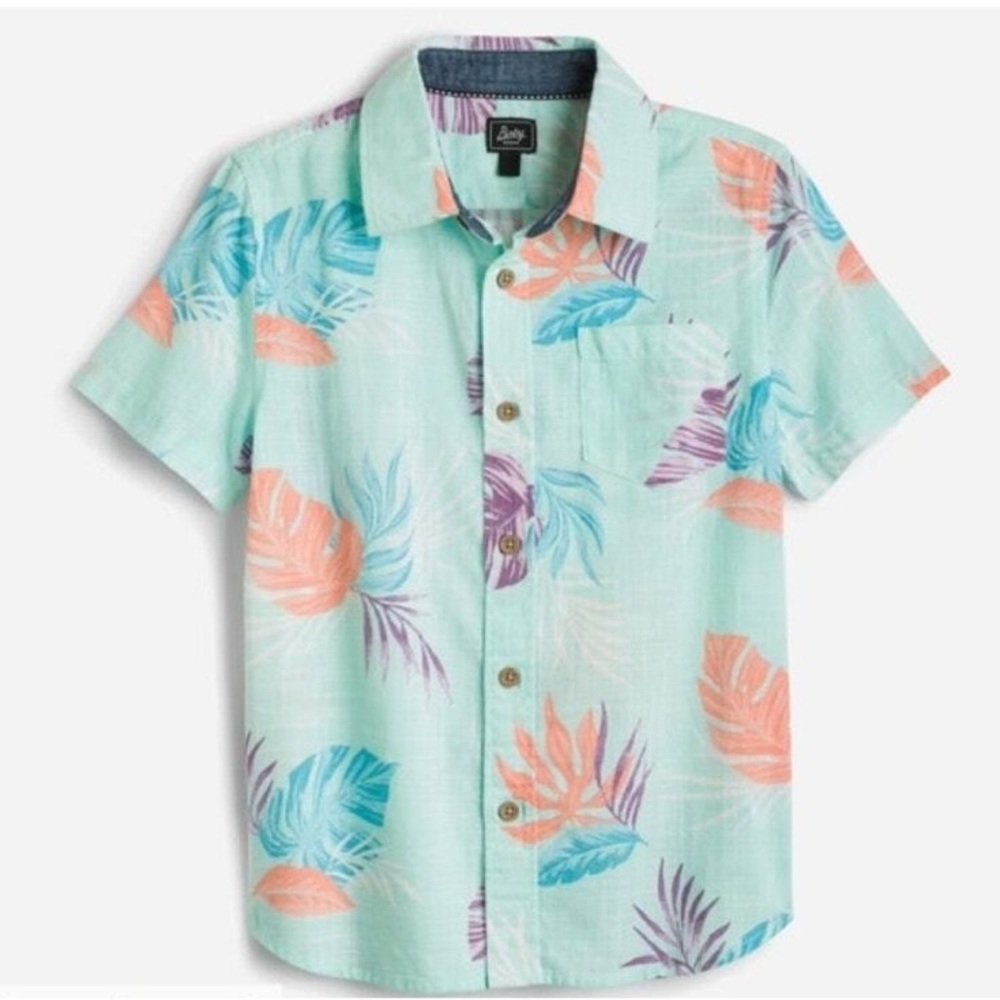 Bixby Nomad Boys 100% Cotton Button Down Shirt 12-14 Beach Youth Large Caribbean - Picture 2 of 9